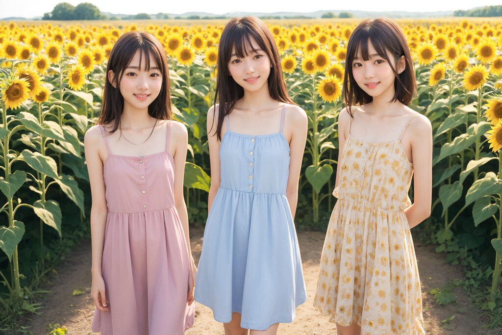 ひまわり畑（３人） No.2