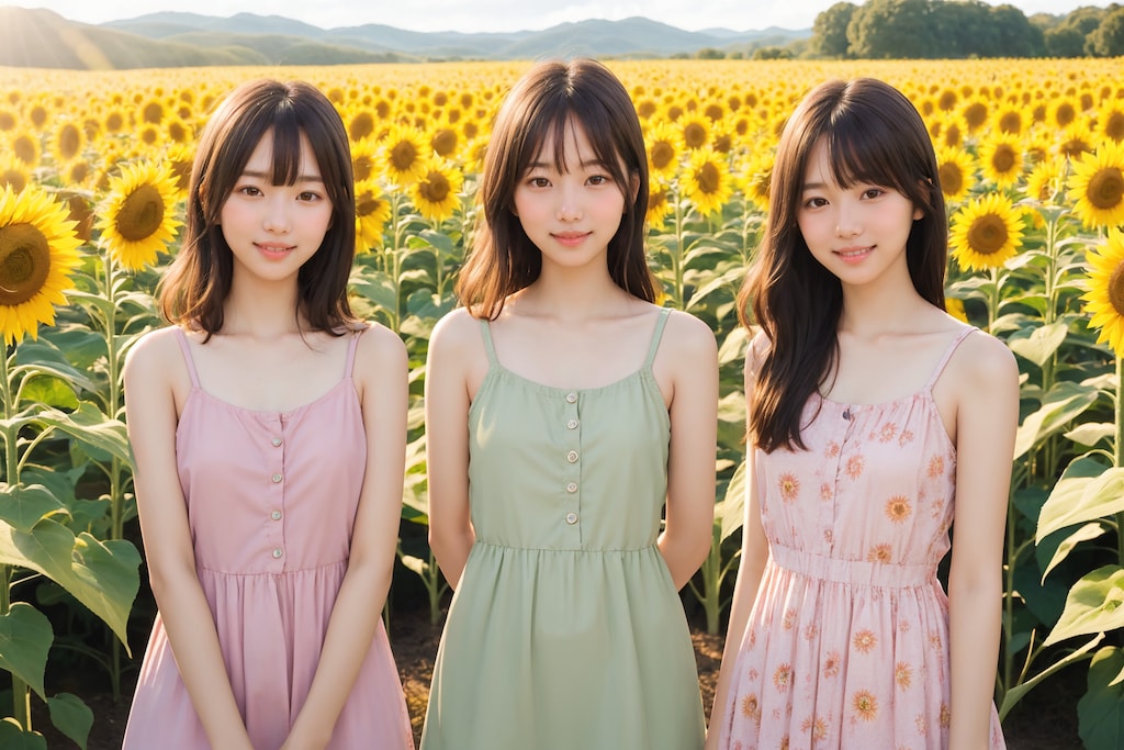 ひまわり畑（３人） No.2