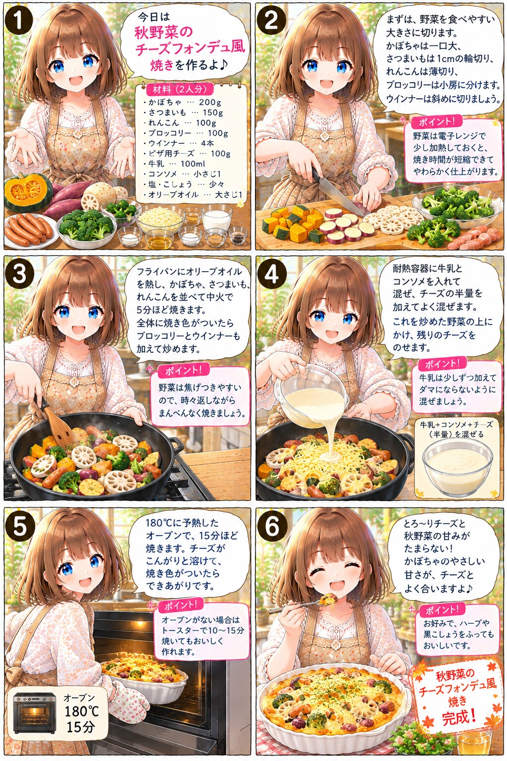 秋野菜のチーズフォンデュ風焼き | の人気AIイラスト・グラビア