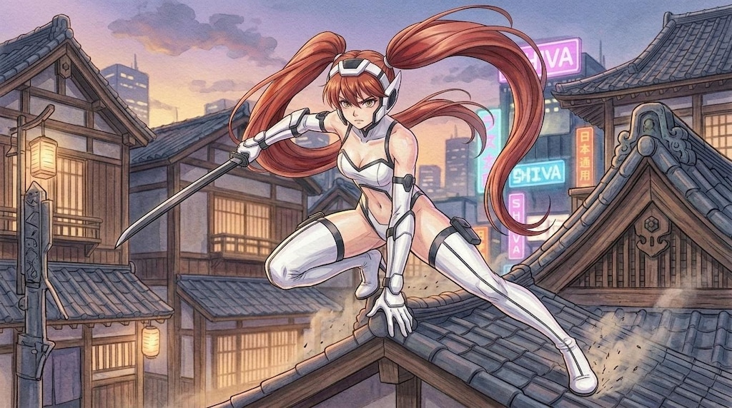 水彩画風くのいち画像