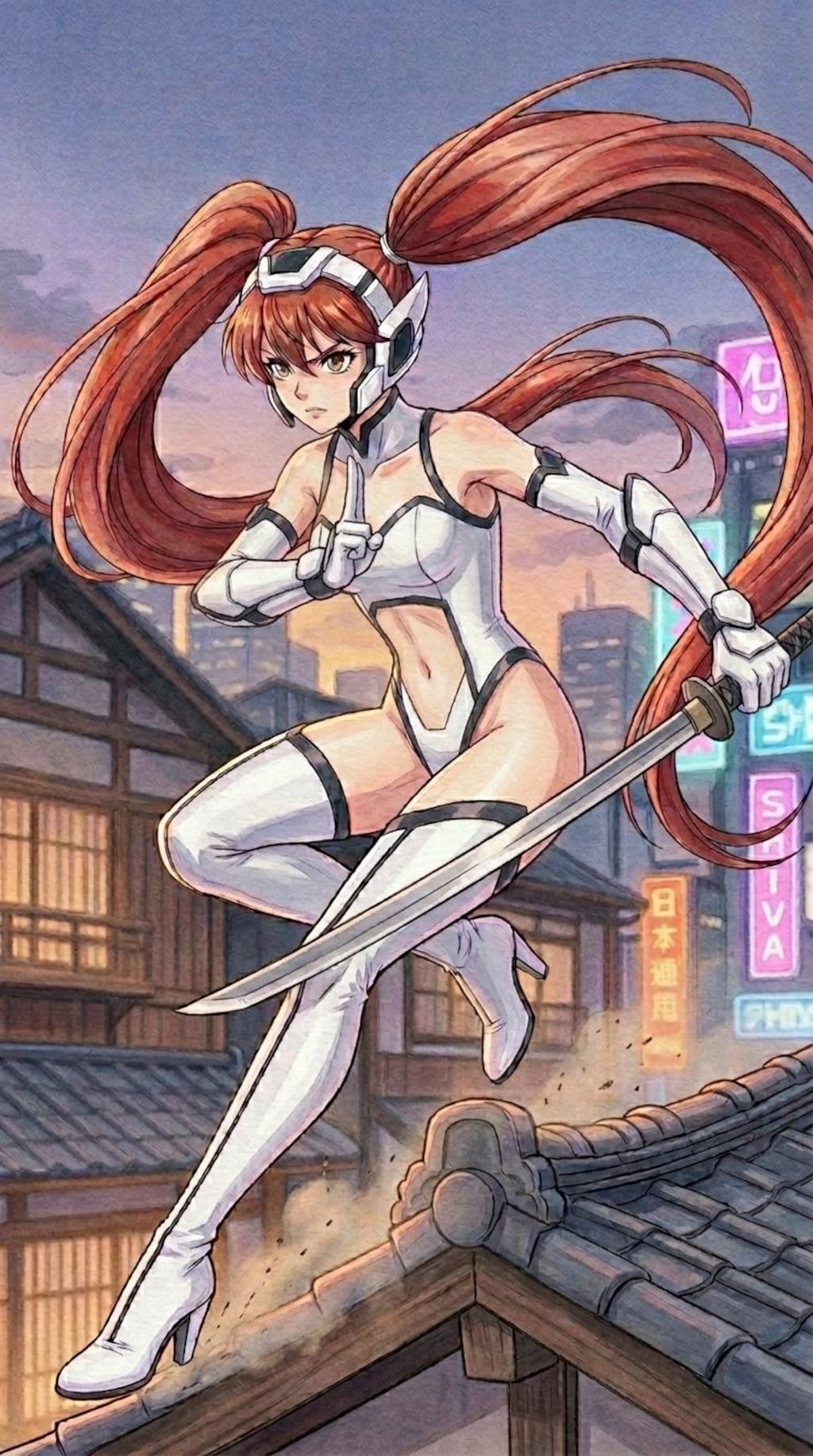 水彩画風くのいち画像
