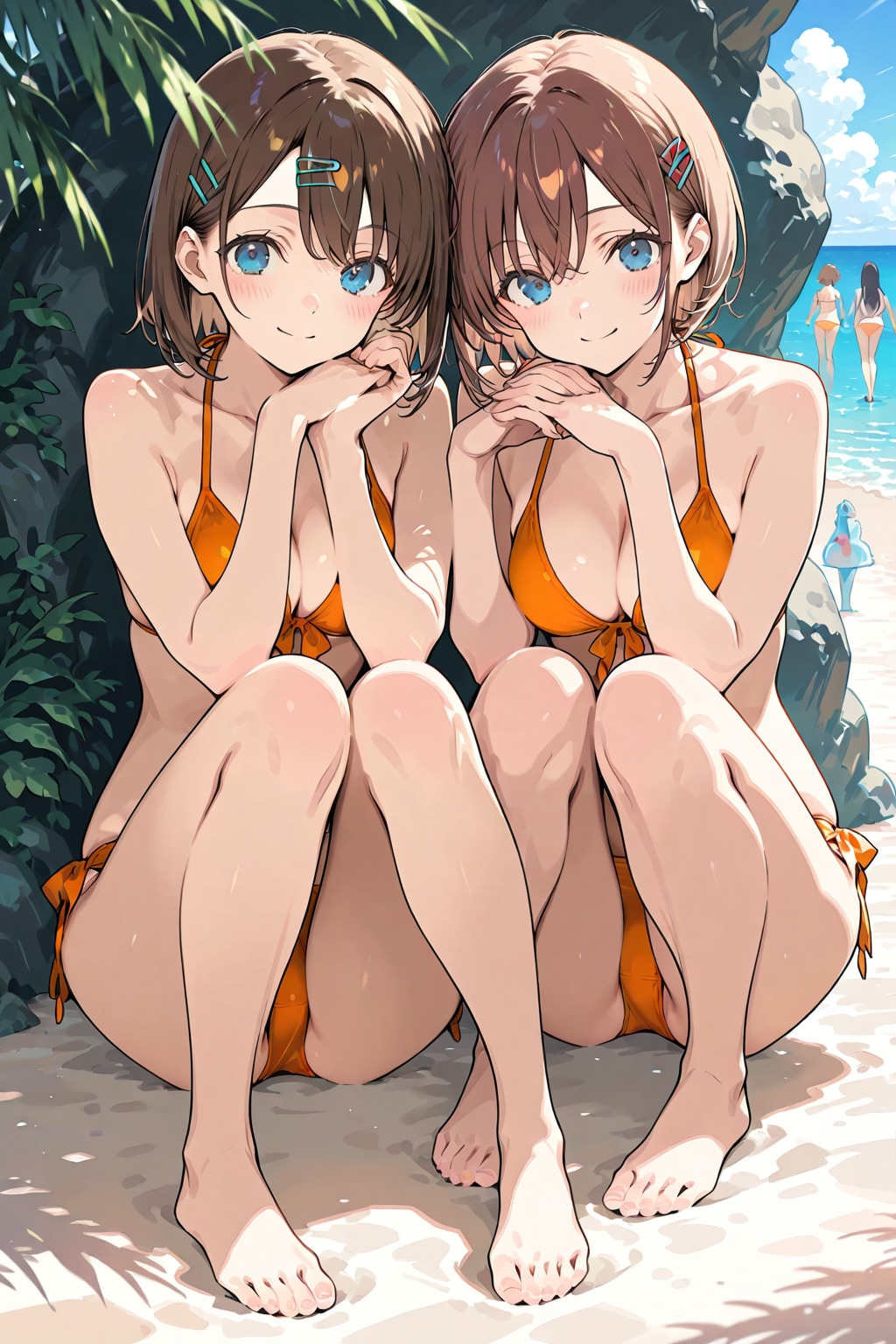 海で友達と