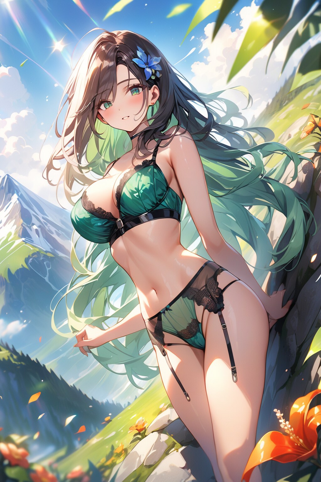 セクシーランジェリーモデル（草原）