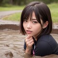 泥濘（ぬかるみ）にはまる？浸かる？女性 3枚目