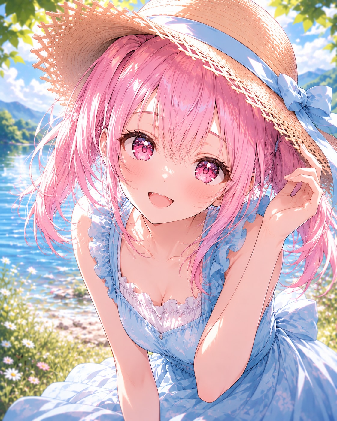 夏の湖畔で