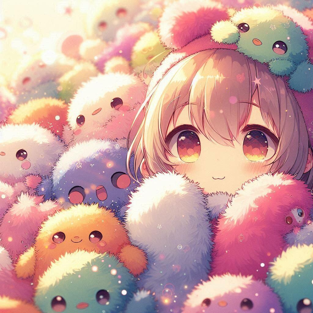 カラフルなモコモコした何か。