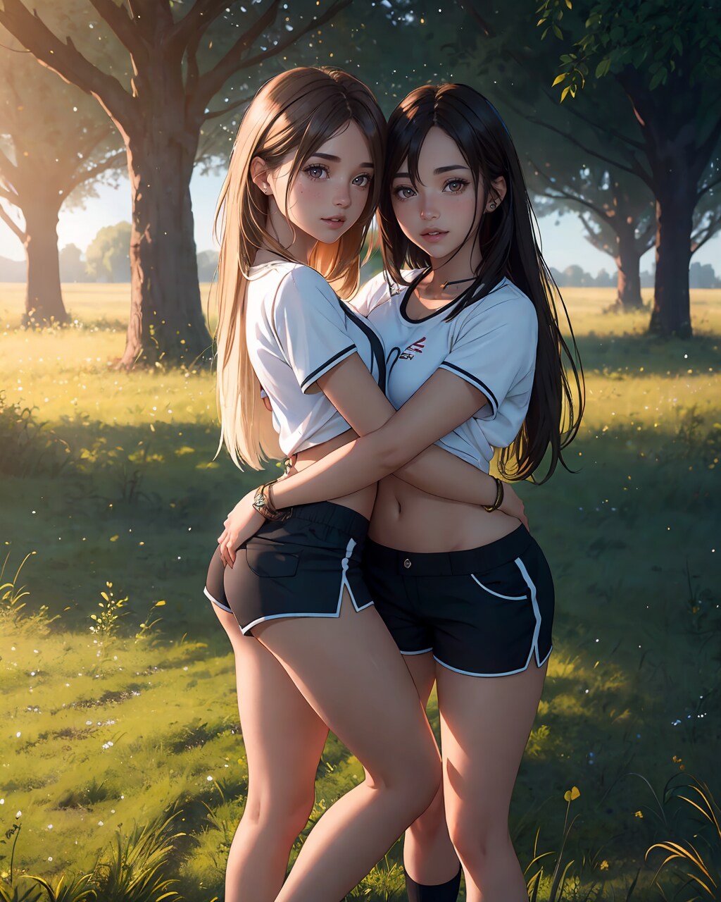 girls hugging