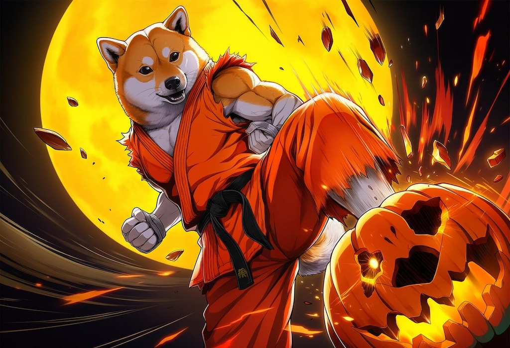 軽トラ柴犬＆ハロウィンカボチャ掃除柴犬空手