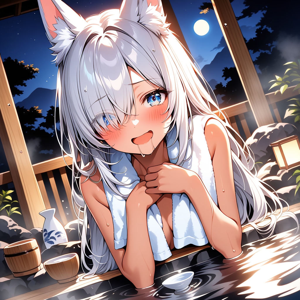 温泉と酔っ払い狐娘・次女