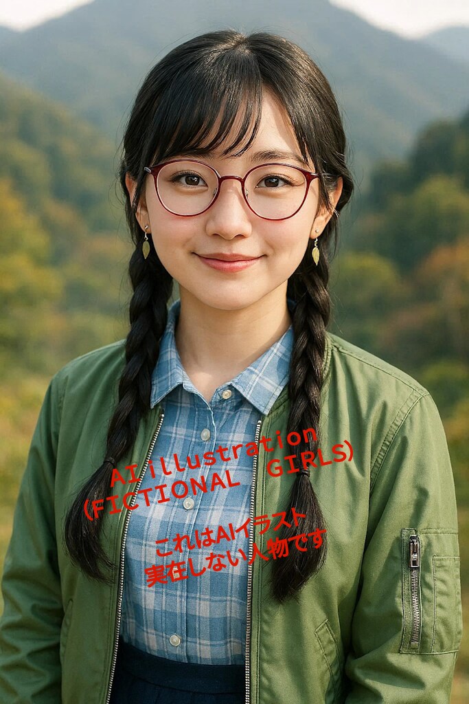 伊達メガネの三つ編み美少女