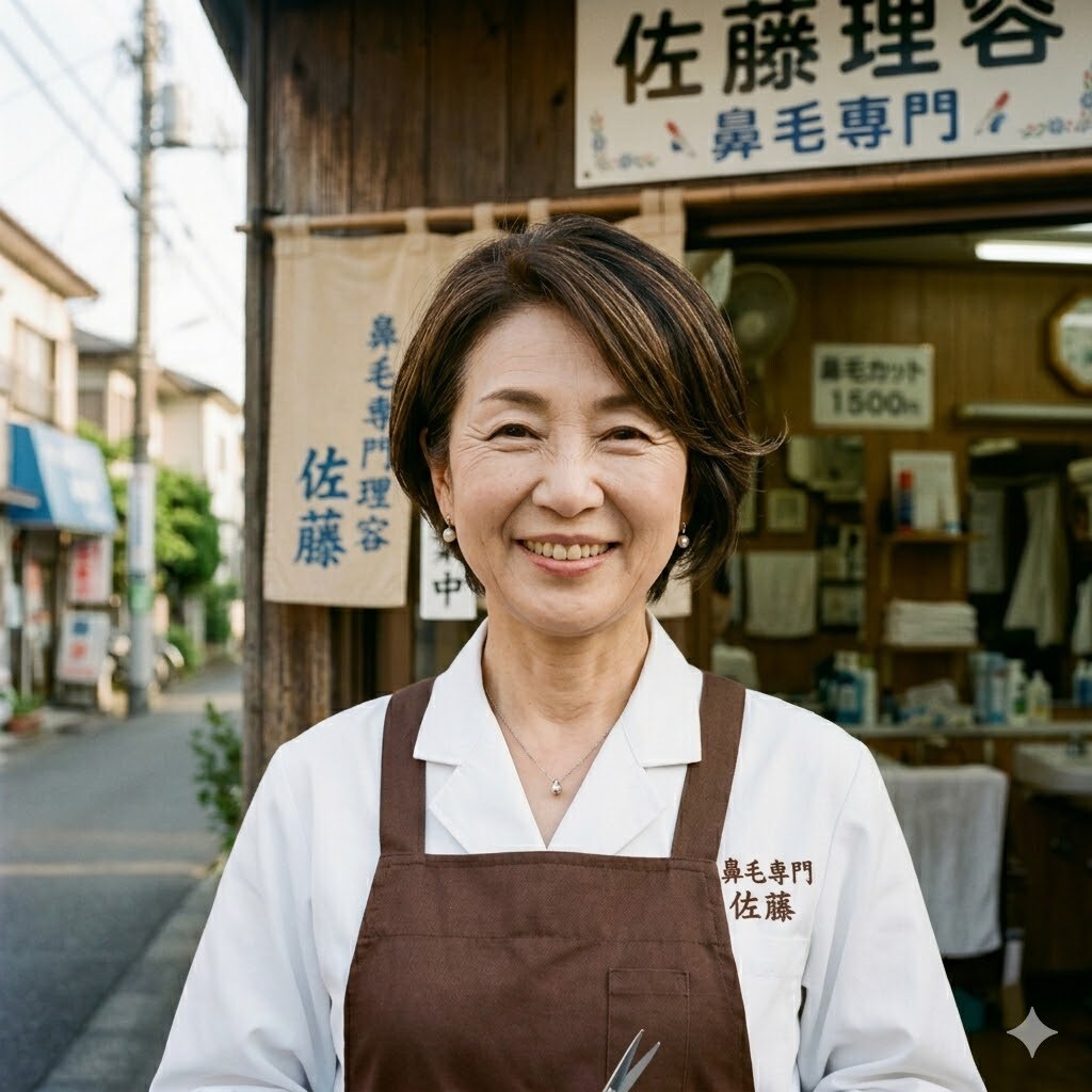 鼻毛専門の床屋の熟女店主
