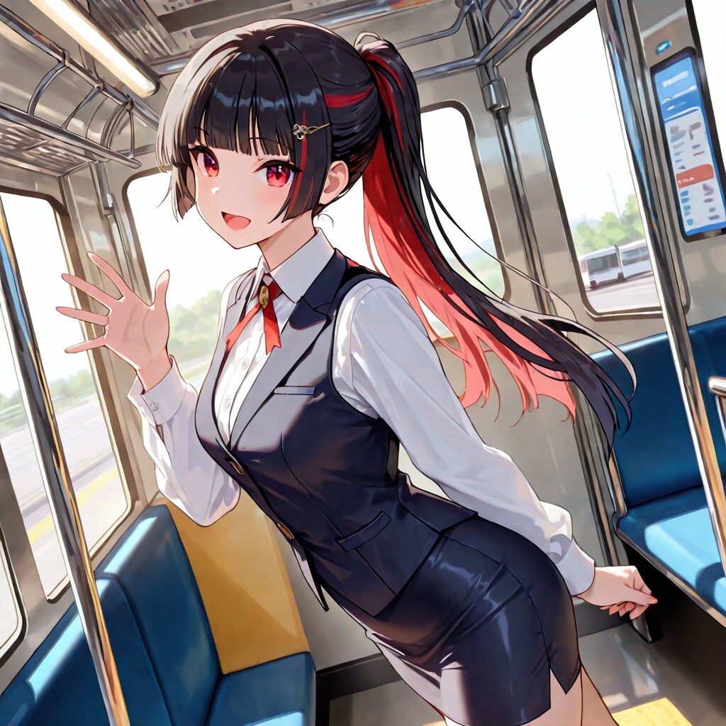 電車に乗ってそうなバスガイド
