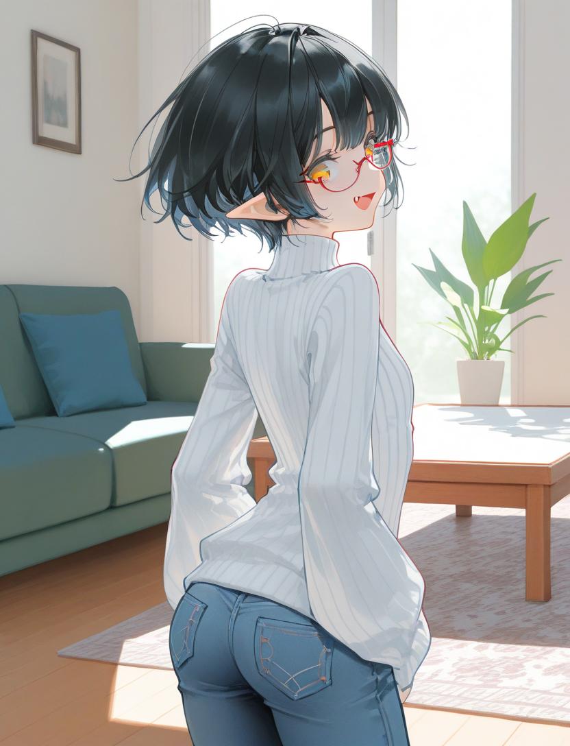 白セーターとデニム