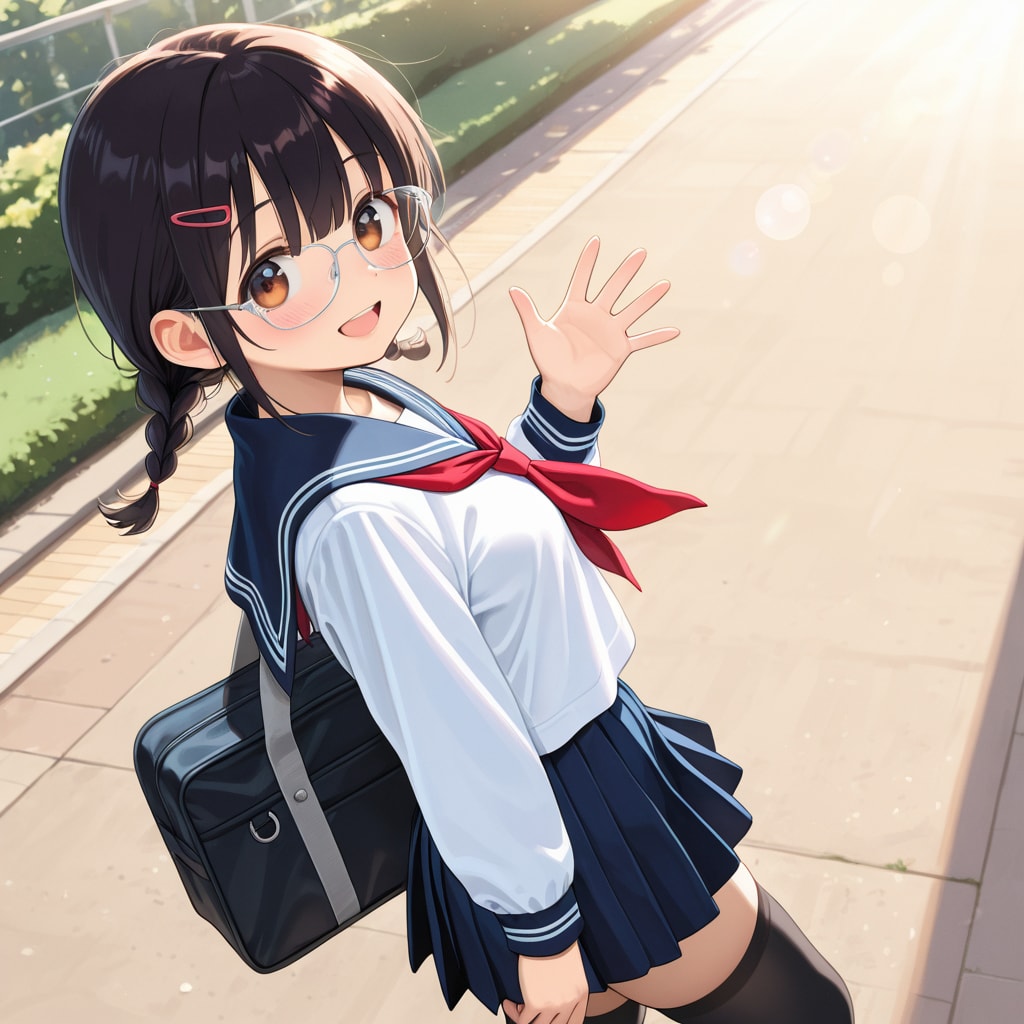 眼鏡三つ編み少女6