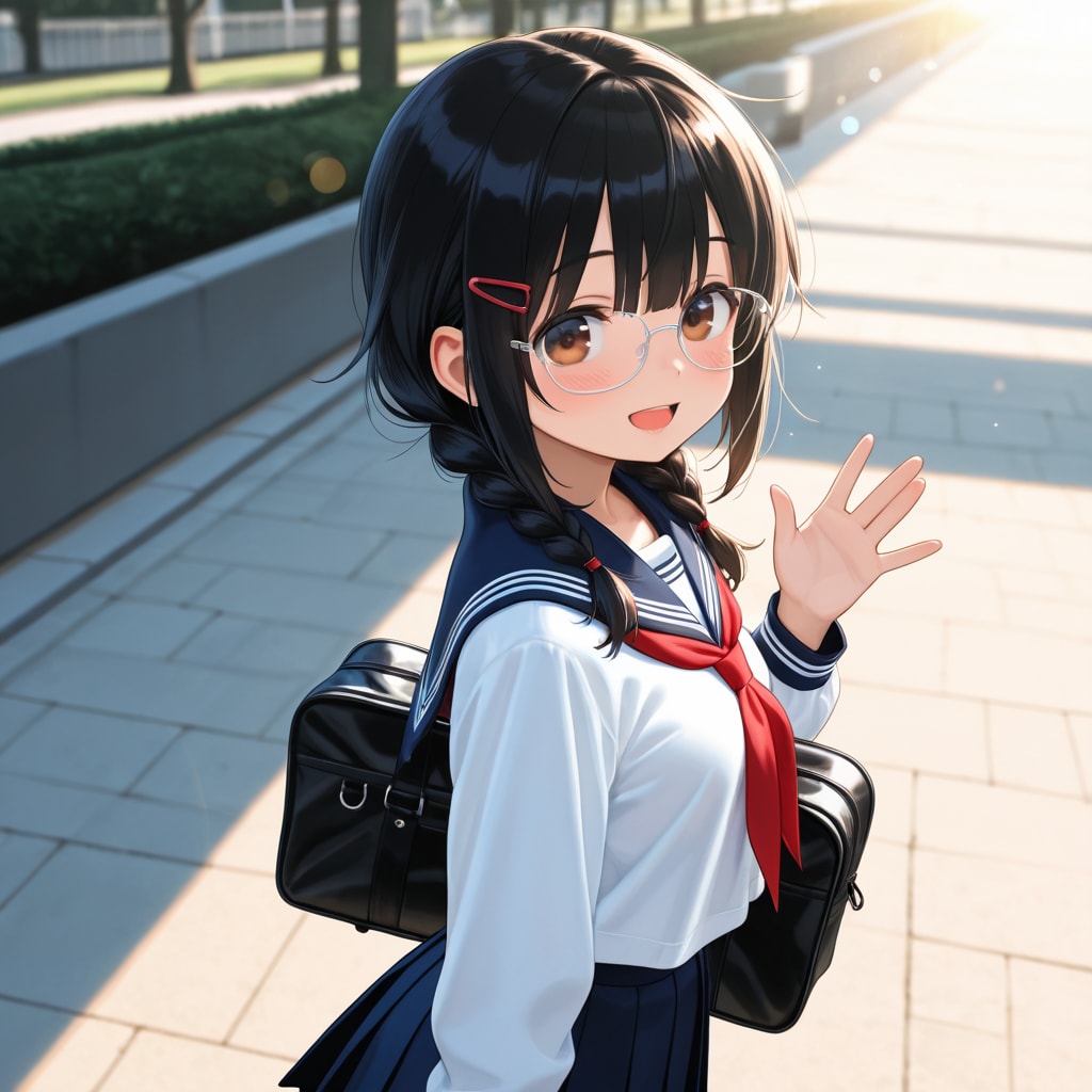 眼鏡三つ編み少女6