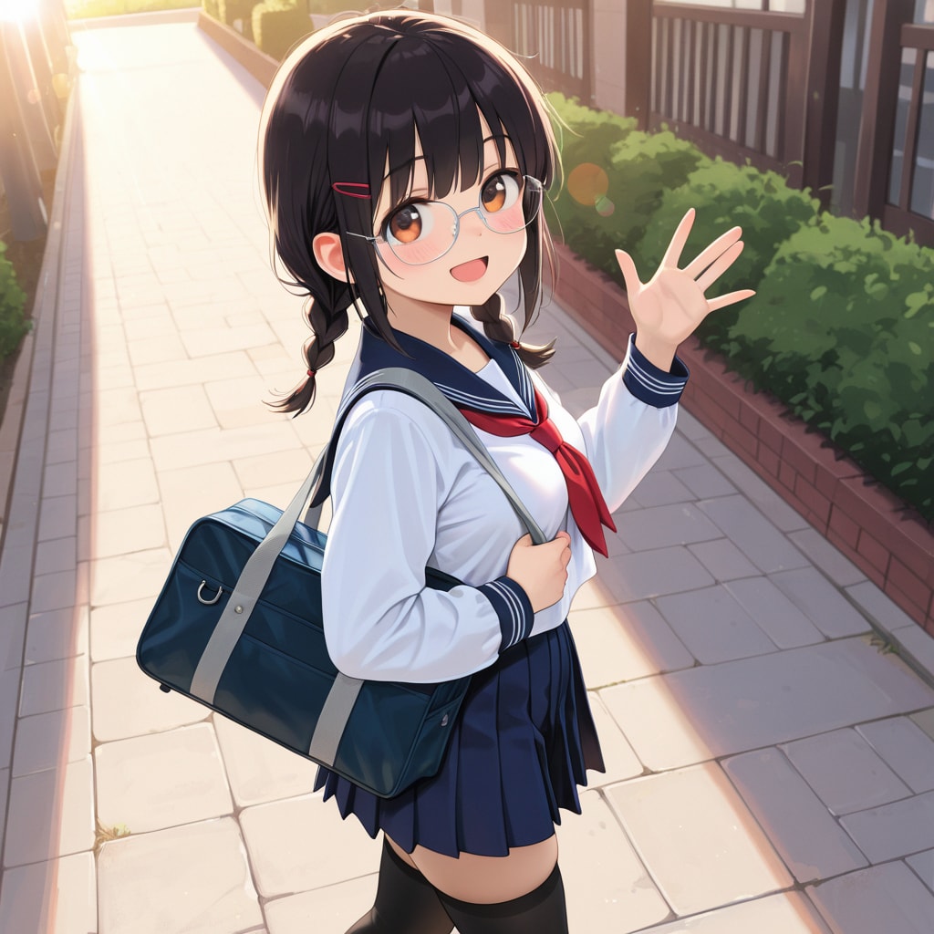 眼鏡三つ編み少女6