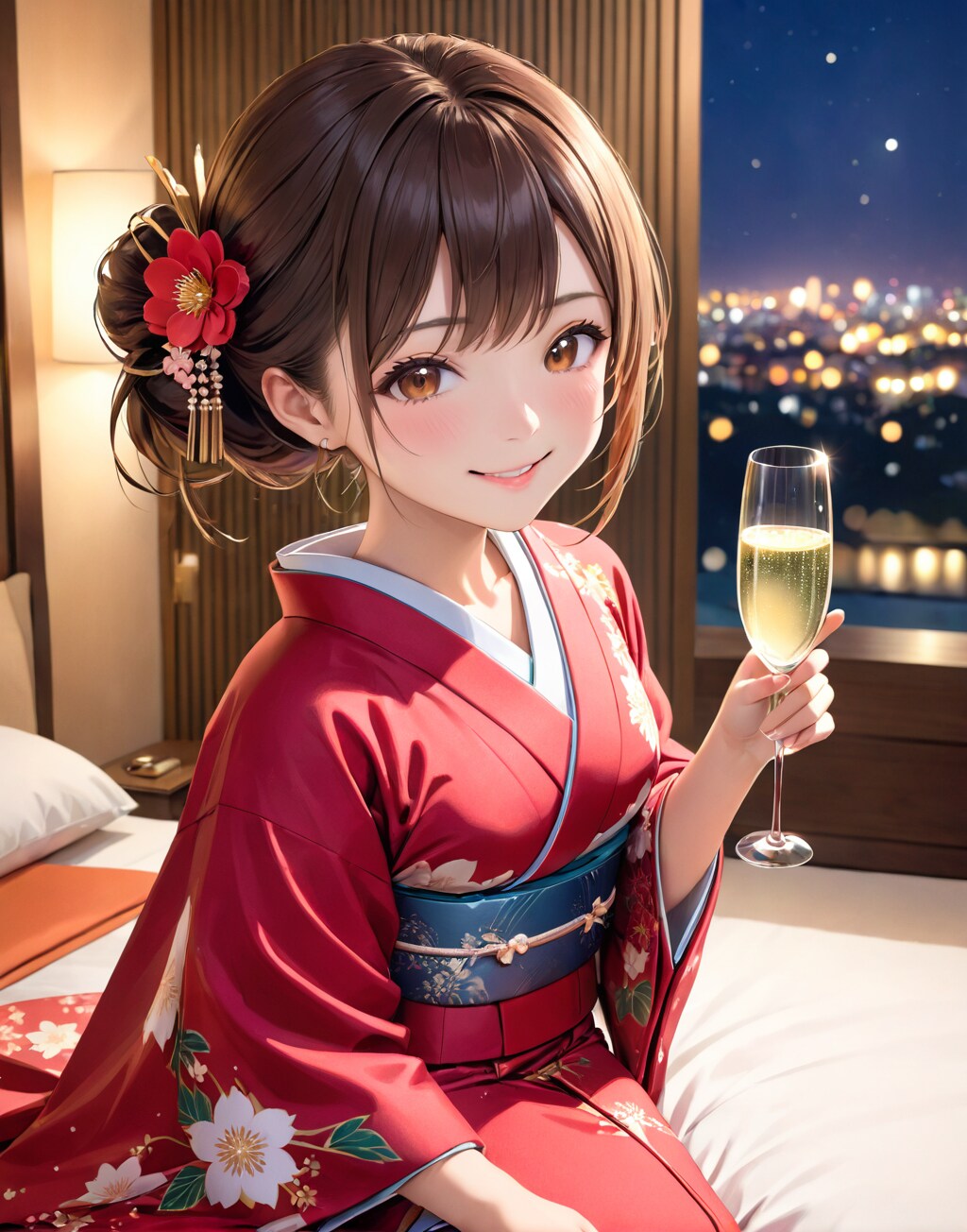 成人式振袖黒髪飲酒