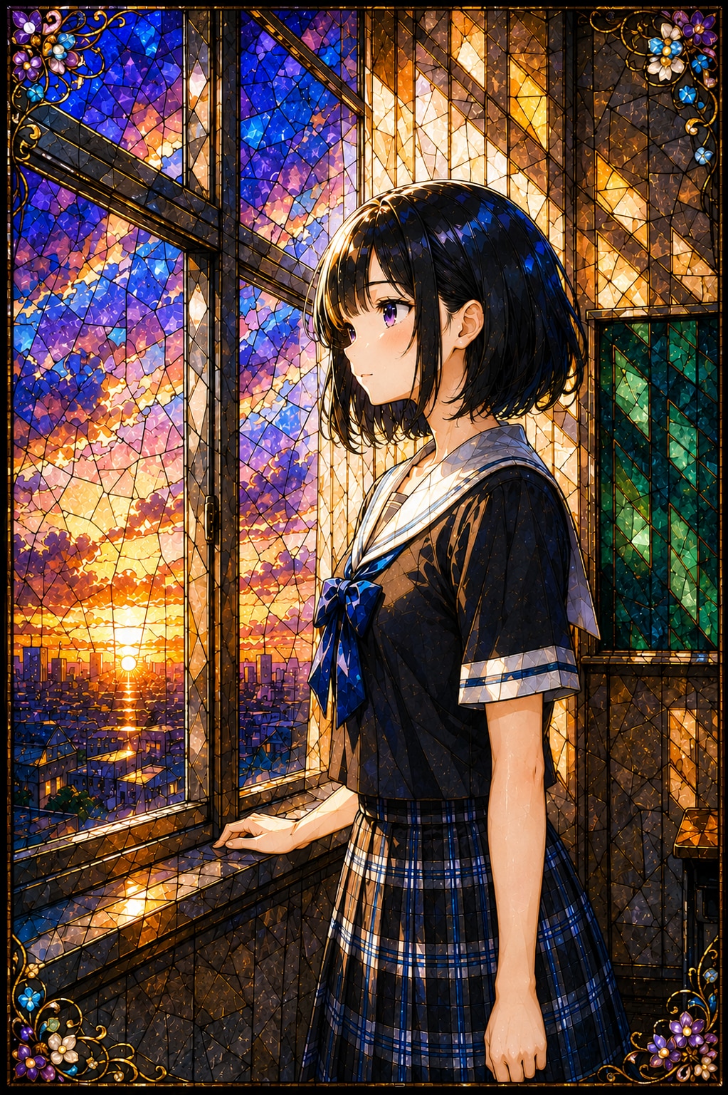 教室からの夕日 | の人気AIイラスト・グラビア