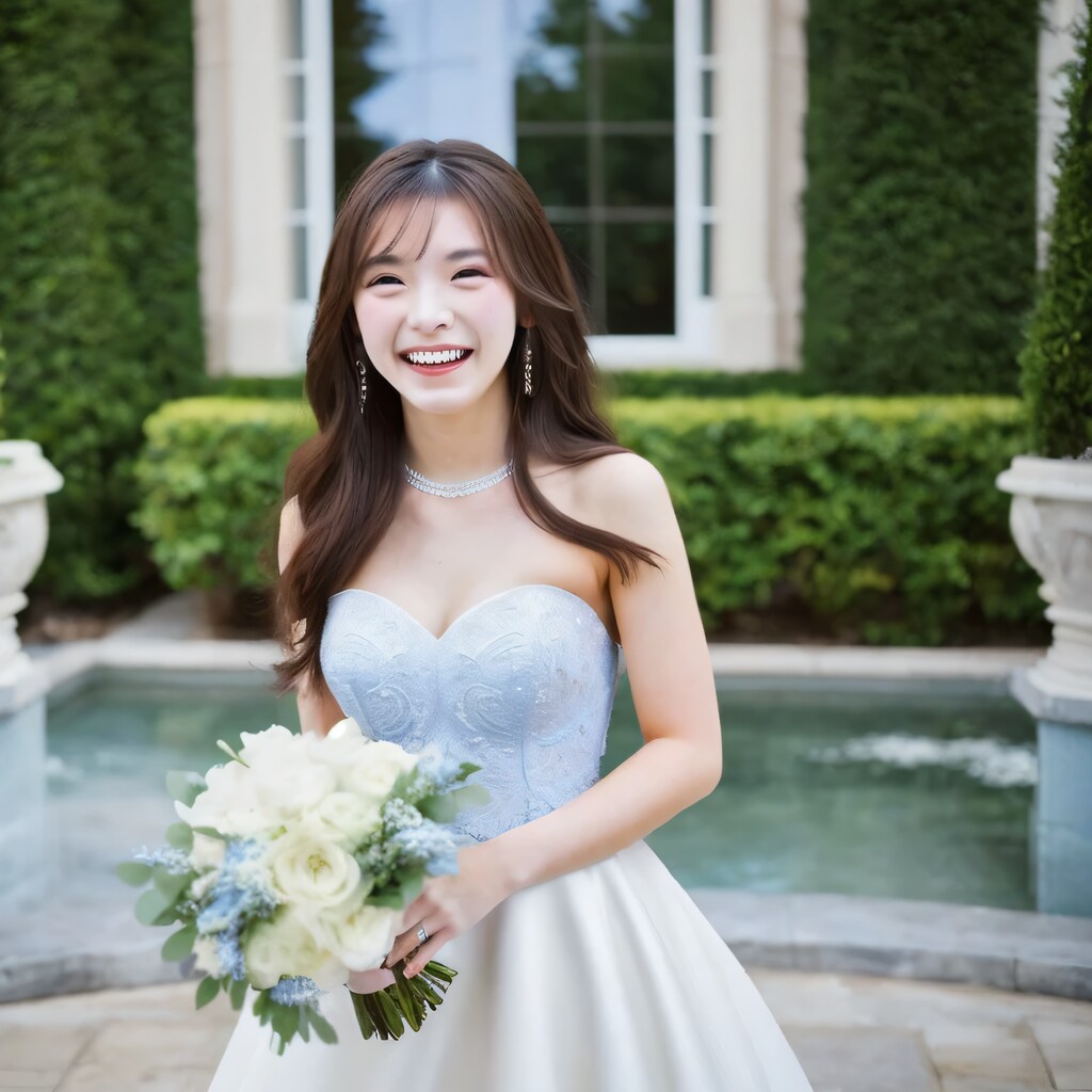 黒髪ロングでウェディングドレスの美女１１４