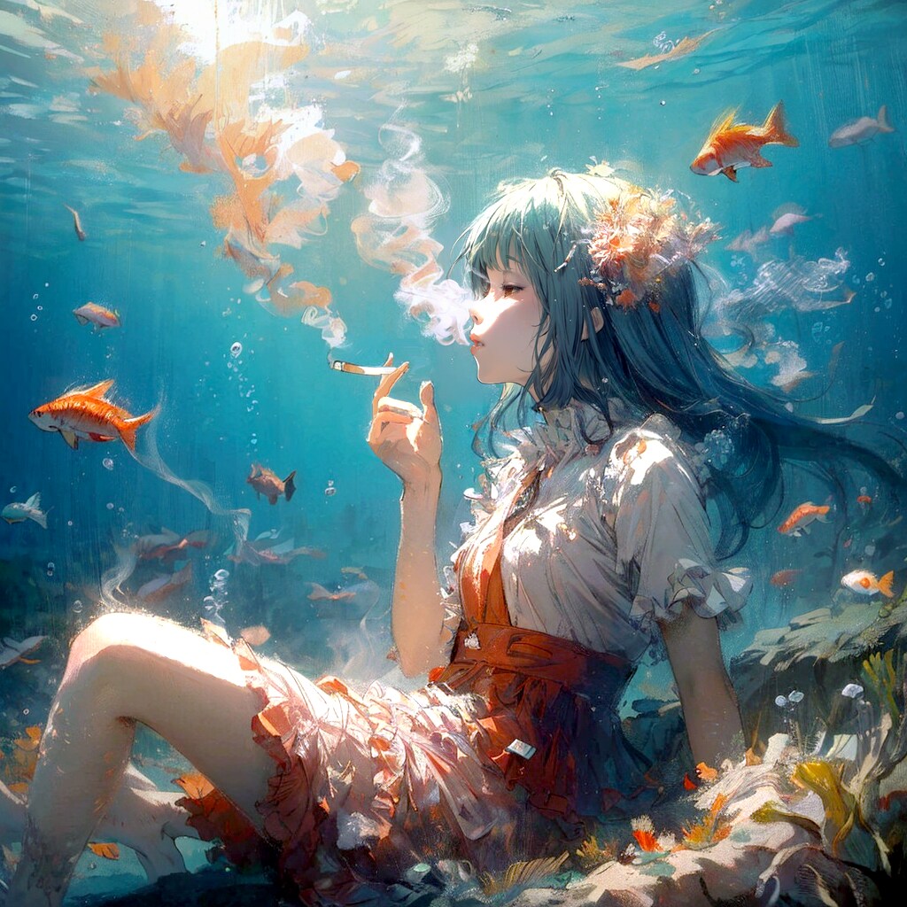 煙草を吸う女③