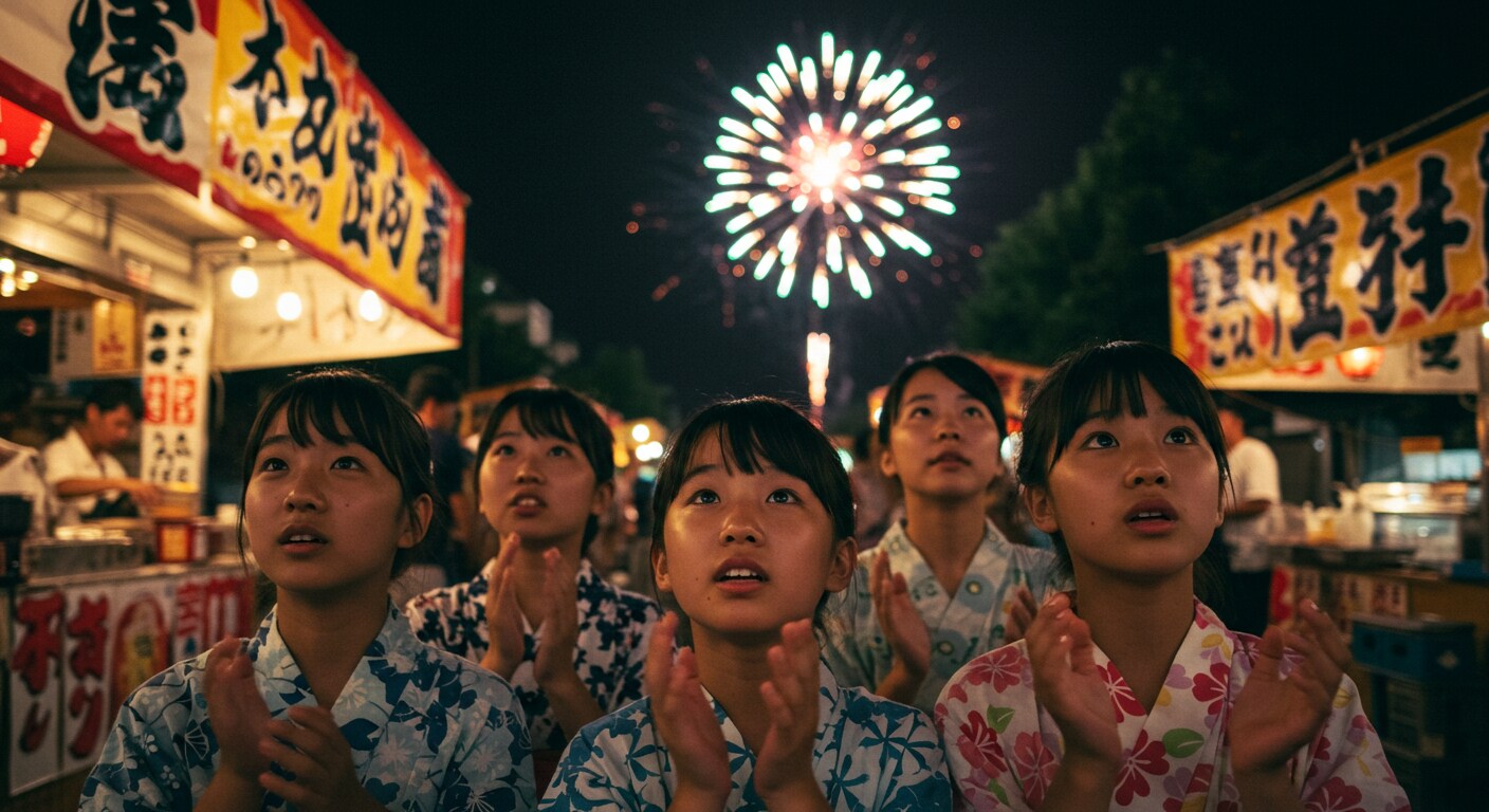Girls enjoying fireworks at the summer festival | の人気AIイラスト・グラビア