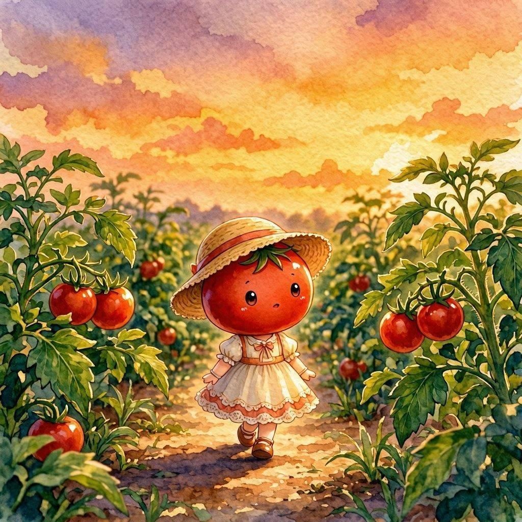 夏の夕暮れトマトちゃん
