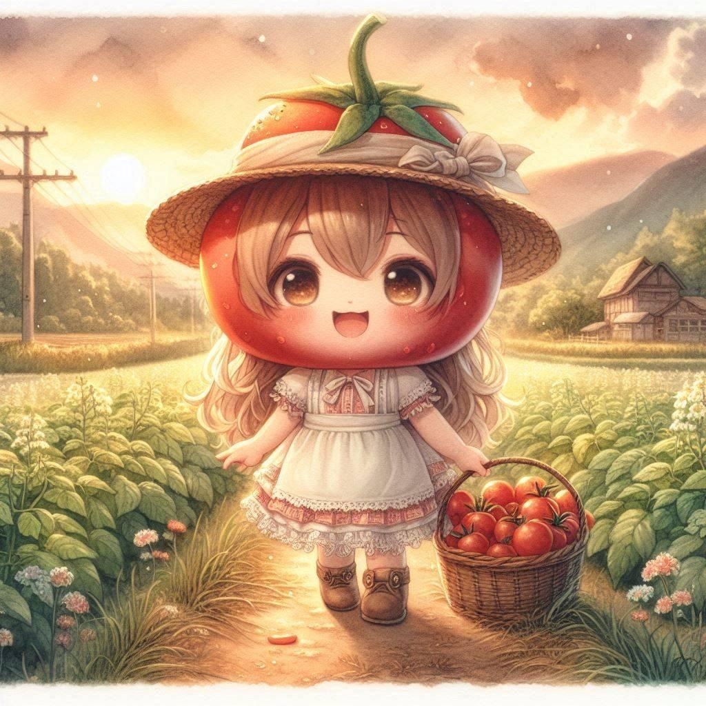 夏の夕暮れトマトちゃん