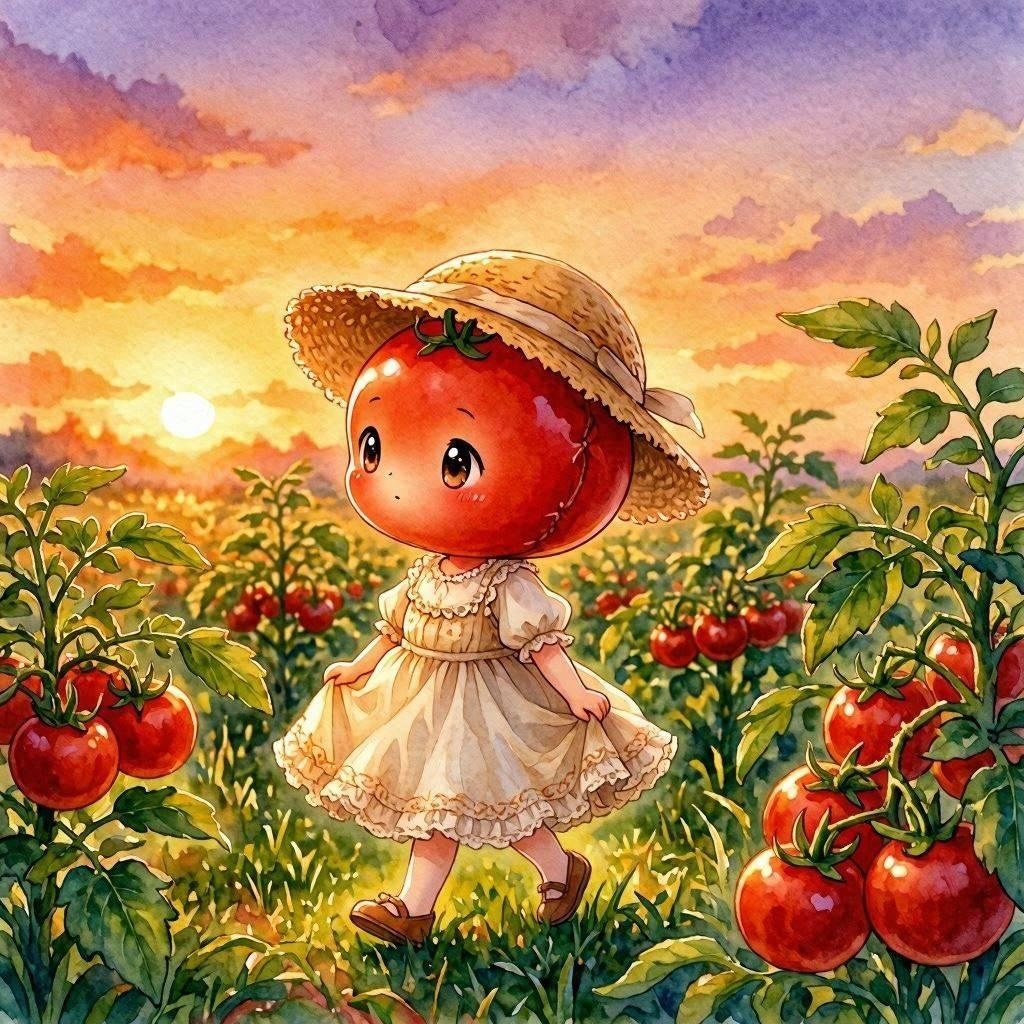 夏の夕暮れトマトちゃん