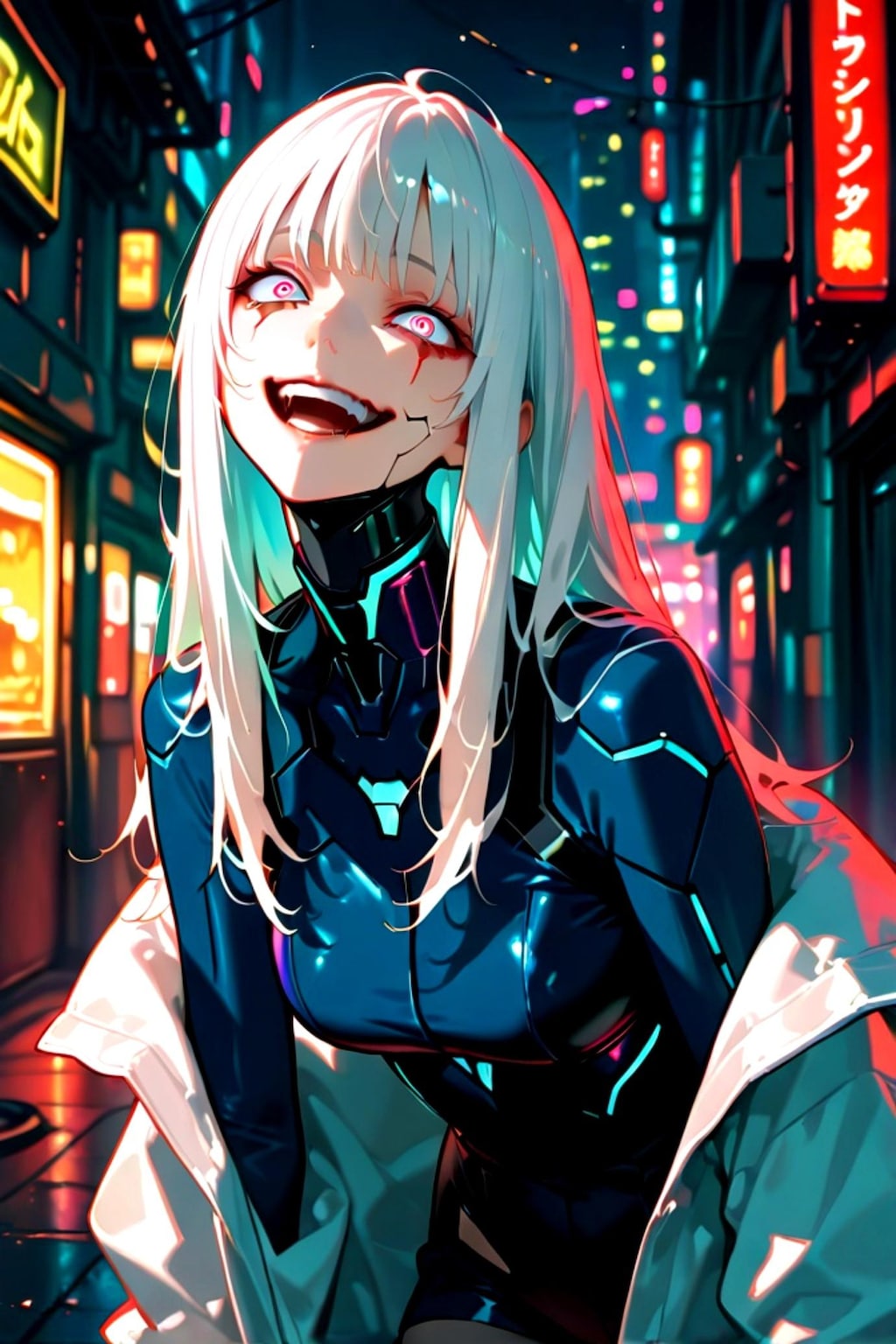 サイバーパンクの白髪ちゃん