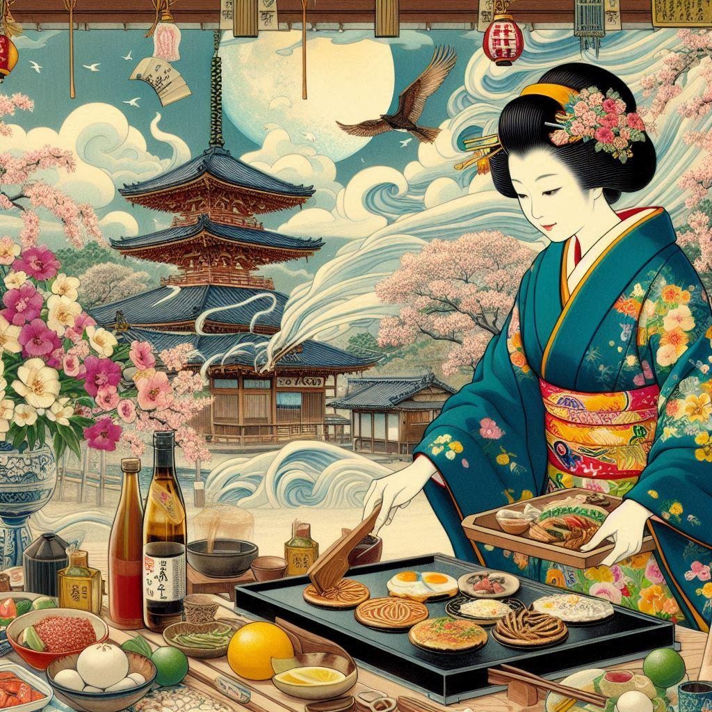 お好み焼きを焼く女