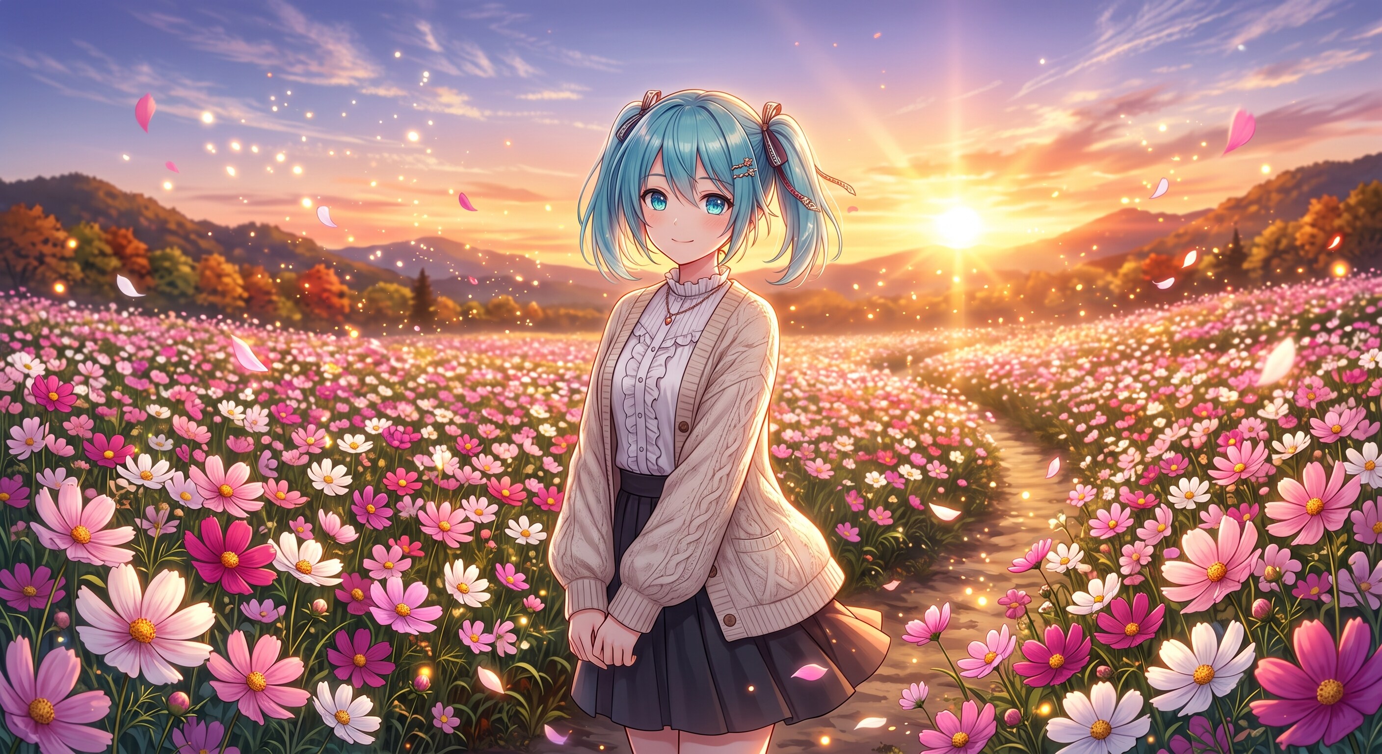 秋桜の海とミクさん✨ | の人気AIイラスト・グラビア