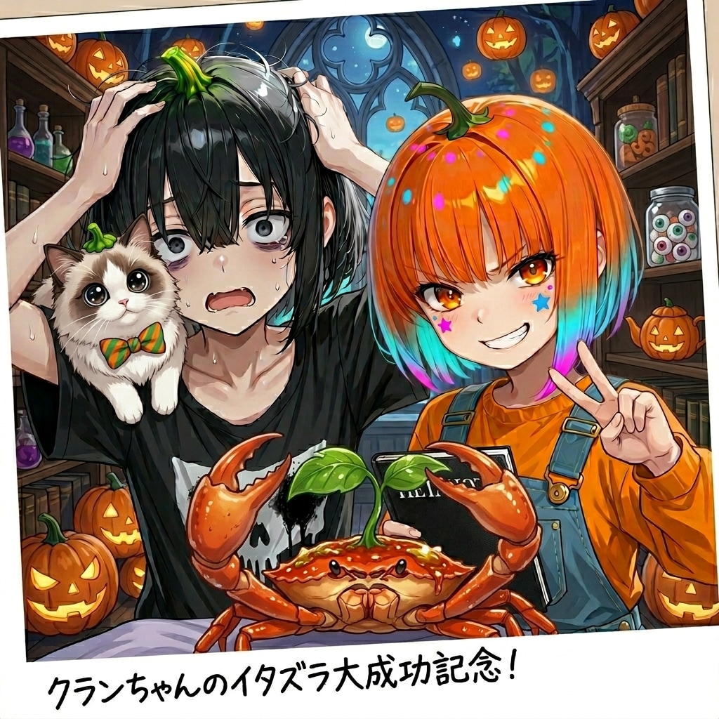 クランちゃんと妹ちゃんと一緒にハイチーズするんだな🐱🦀