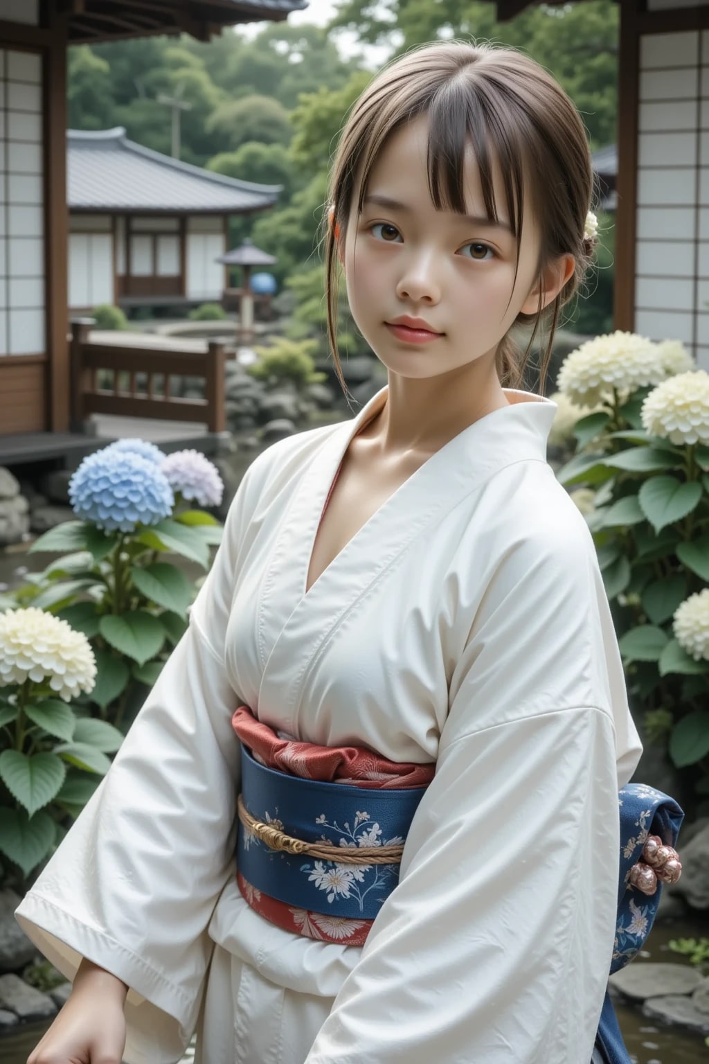 和服とあじさい