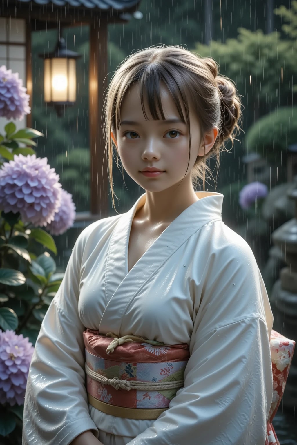 和服とあじさい