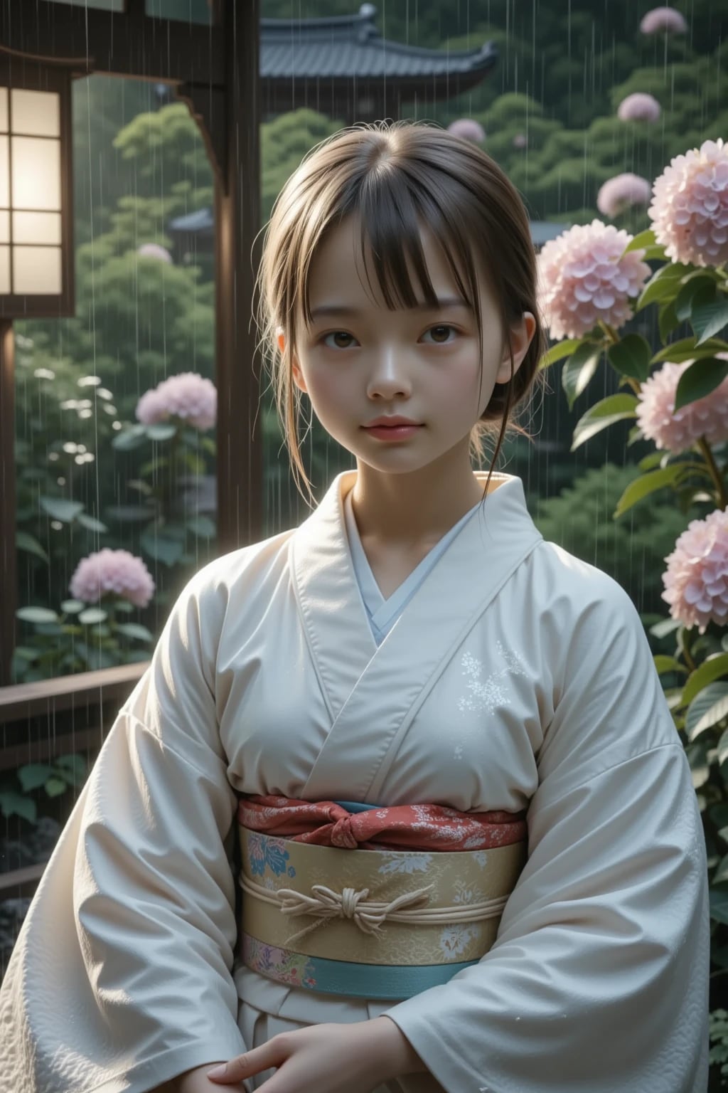 和服とあじさい