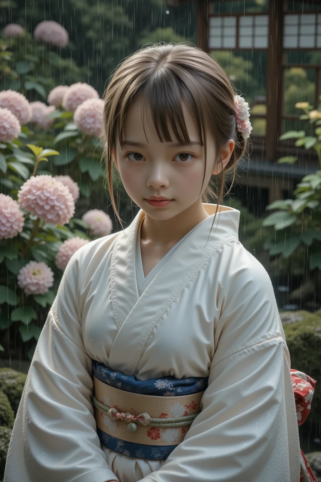 和服とあじさい