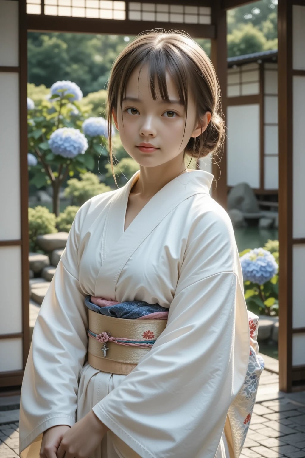 和服とあじさい