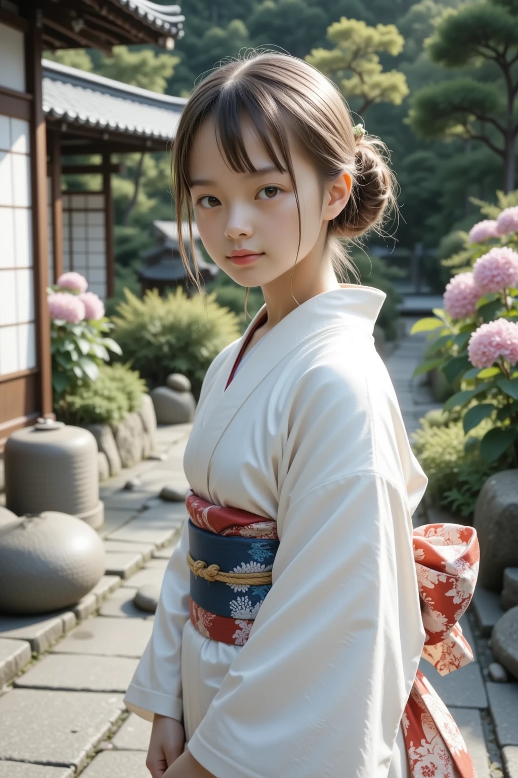 和服とあじさい