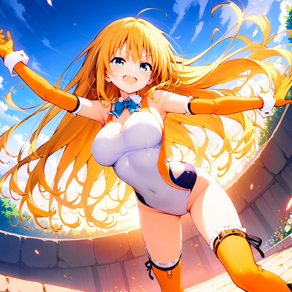 正義のオレンジ髪競泳水着ギャルヒロインちゃん！