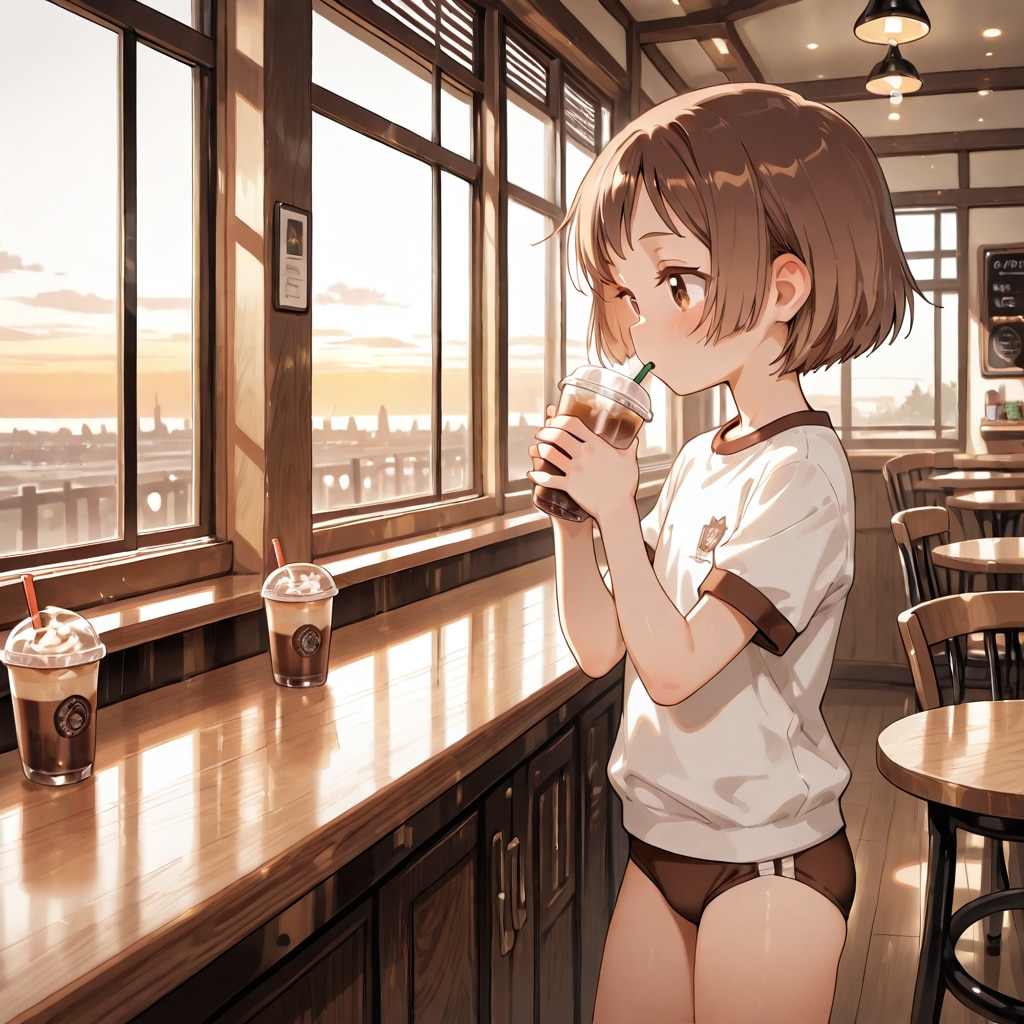 アイスコーヒーを飲むCOFFEEちゃん