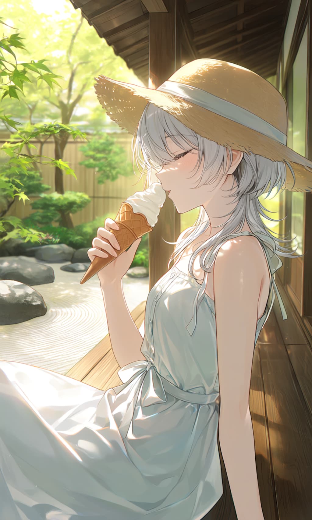 アイスを縁側で食べる少女②