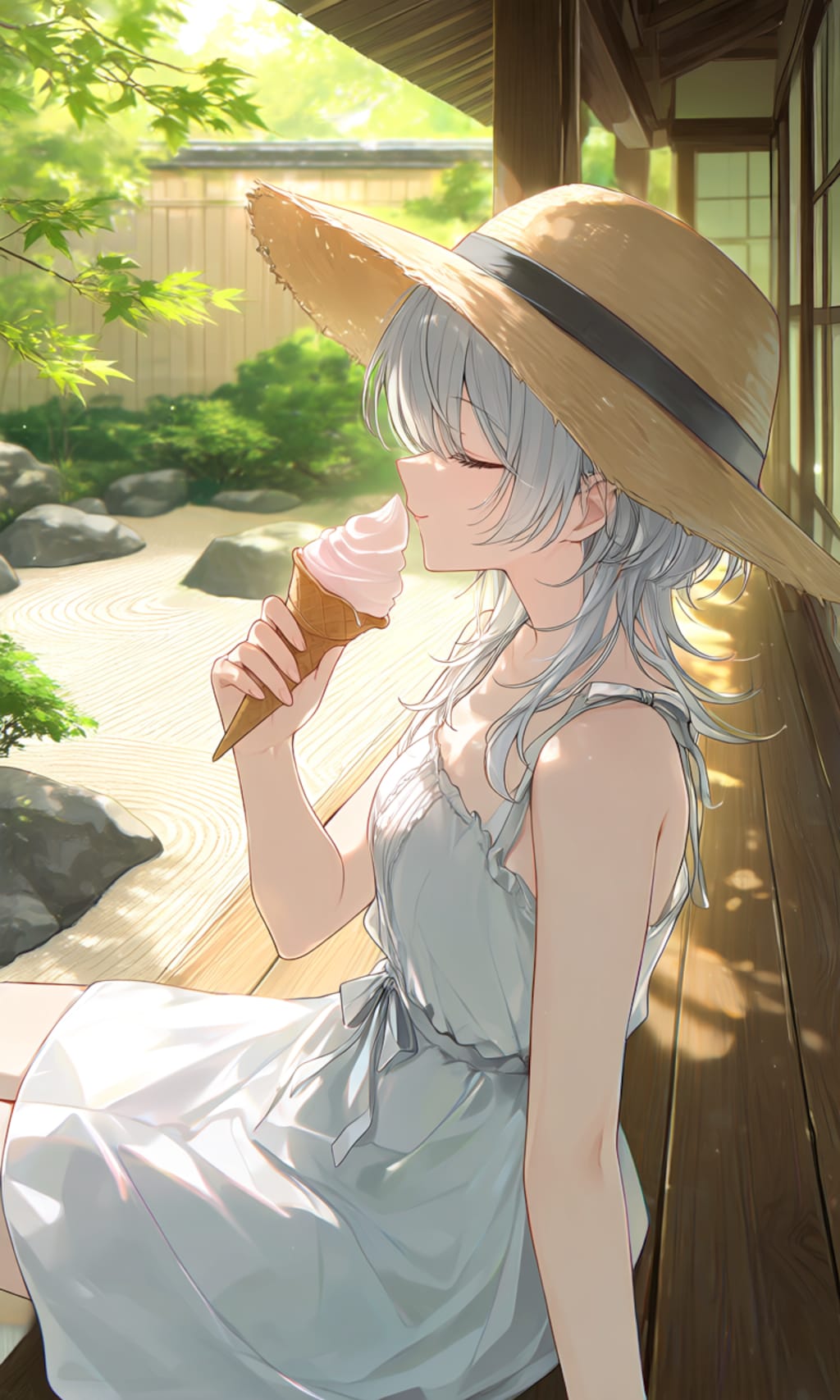 アイスを縁側で食べる少女②