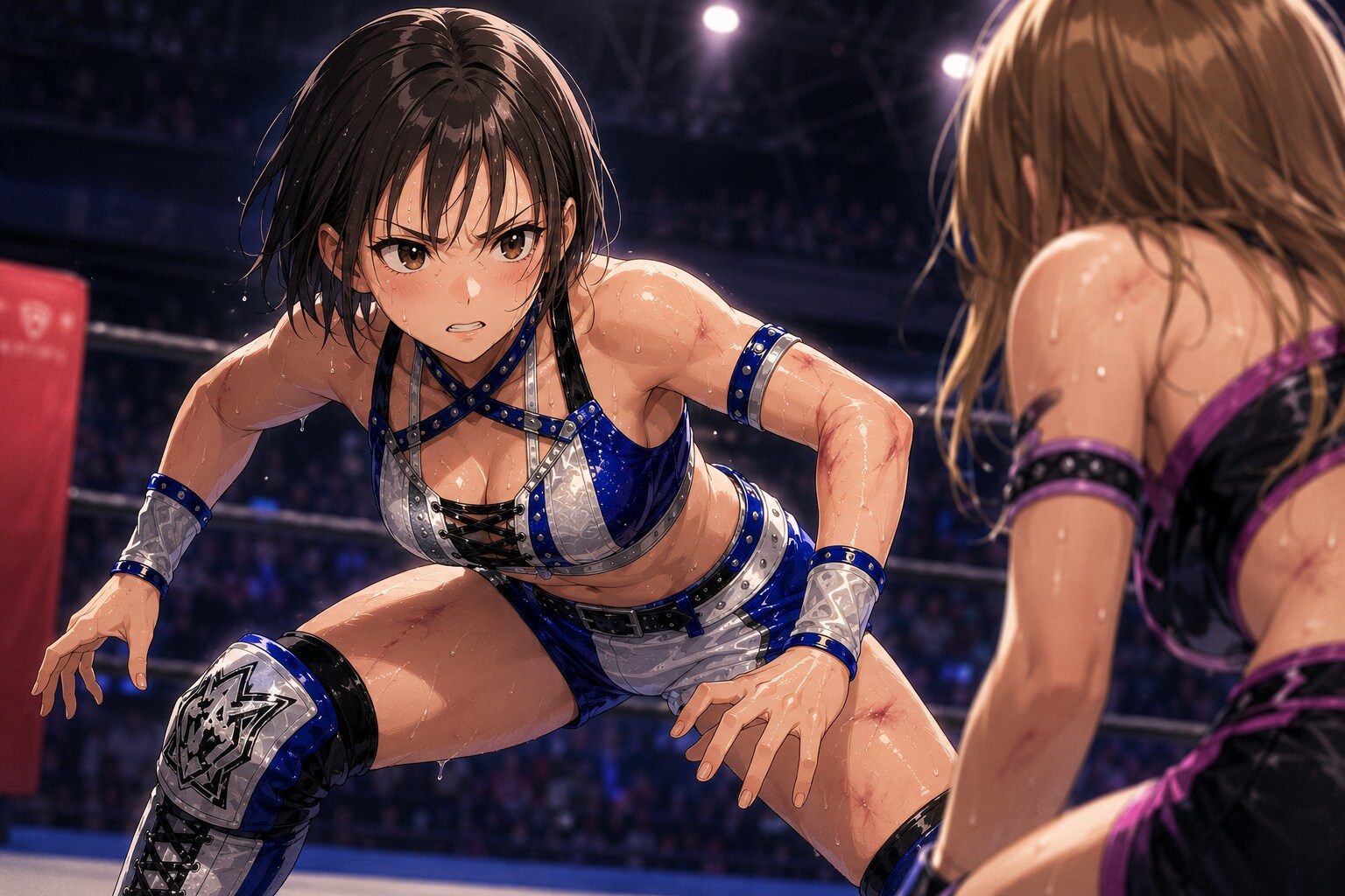 試合中のレスラーさん