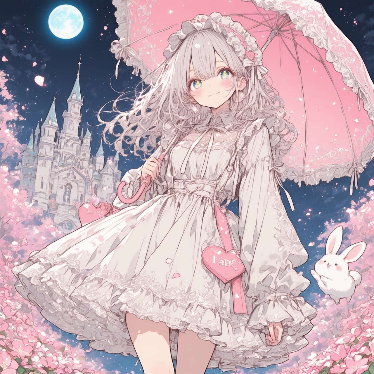 月灯りに舞う花びら