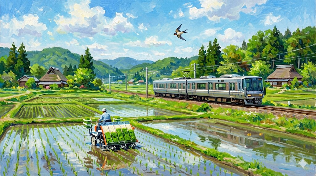 田植えと223系5500番台 | の人気AIイラスト・グラビア