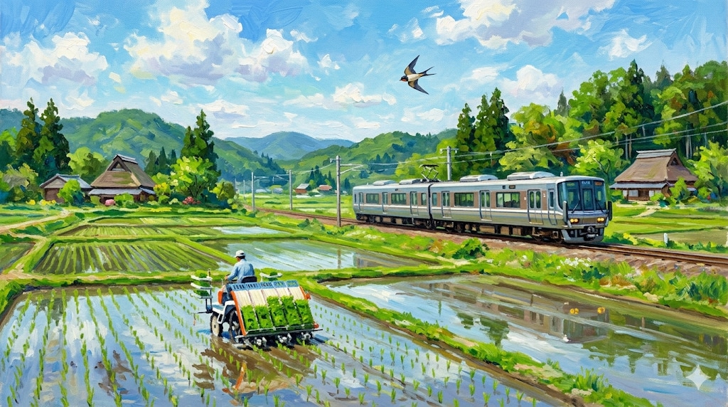 田植えと223系5500番台