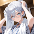 HD,Y、K(黒猫)家の露峰さん 温泉上がりに髪を乾かしている〇〇ちゃんシリーズ 2枚目