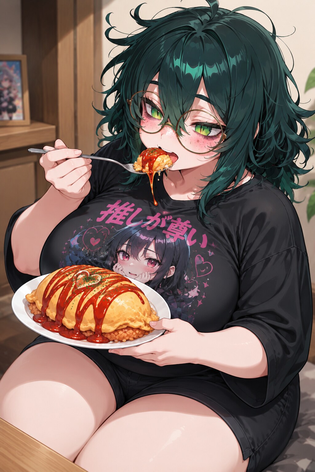 オムライスを食べる黒臣翠ちゃん