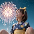 花火に夢中になる彼女 5枚目