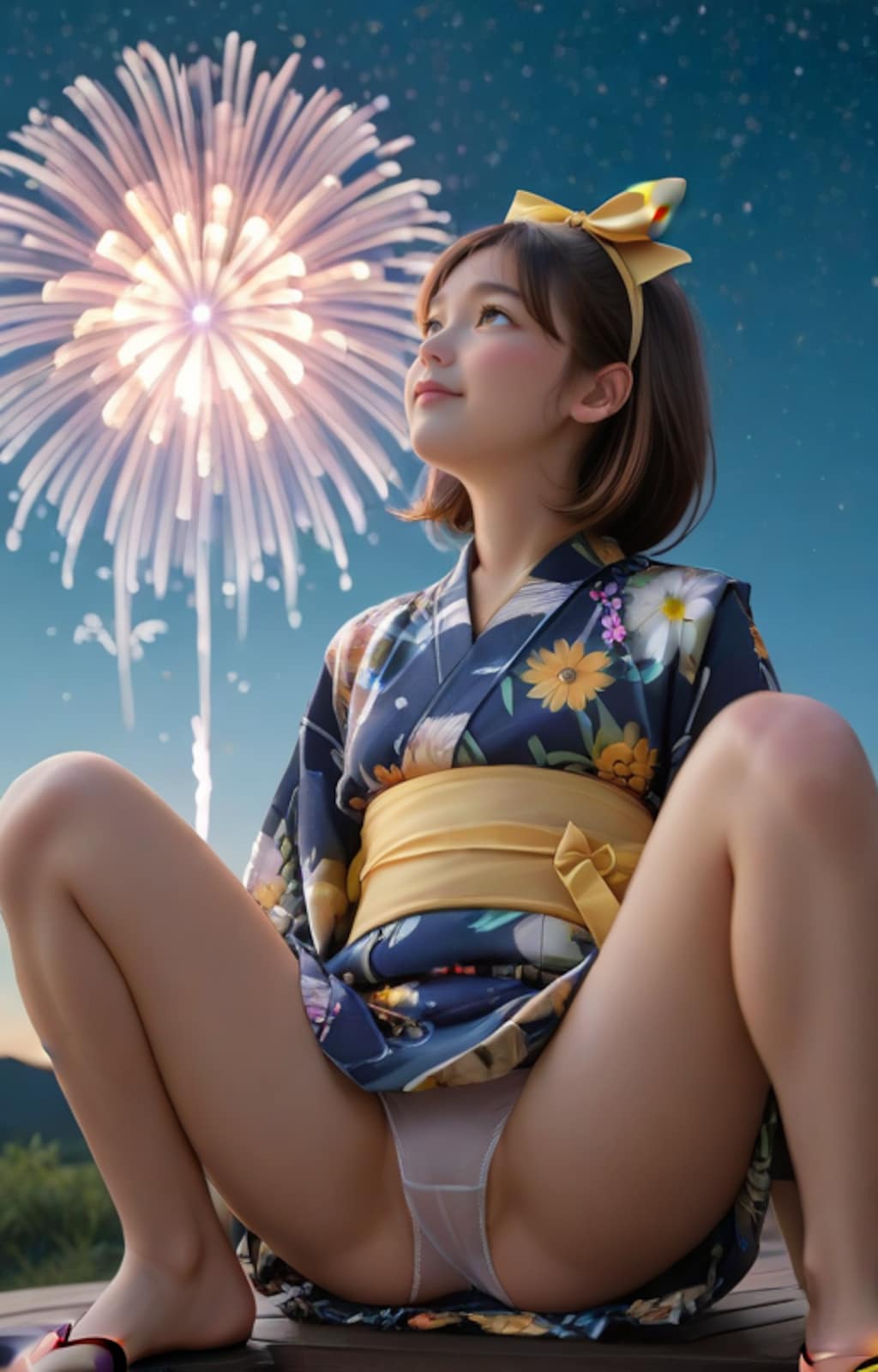 花火に夢中になる彼女